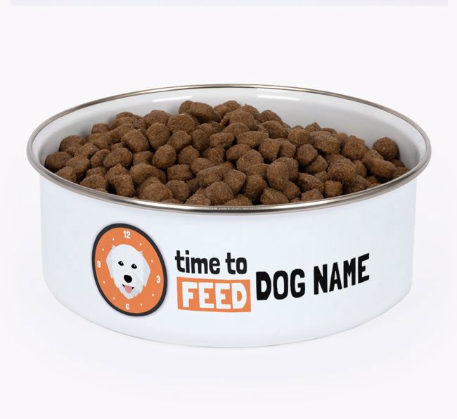 Time To Feed: Personalised {breedFullName} Enamel Dog Bowl